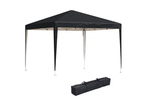 Outsunny Pavillon 295x295 cm - Schwarz - Robuster Pavillon mit 2,95 x 2,95 m für Schutz vor Wetter und Sonne, ideal für Feiern, Camping und Veranstaltungen.