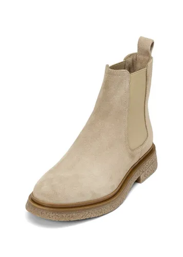 Marc O'Polo Damen Chelsea Boots aus Leder, Grau (Taupe), 42 - Wanderschuhe aus 100% Velours-Rindsleder mit atmungsaktivem Mikrofaser-Innenfutter und rutschfester TR-Laufsohle, ideal für stilvolle Outdoor-Abenteuer und den ganzen Tag angenehmen Tragekomfort.