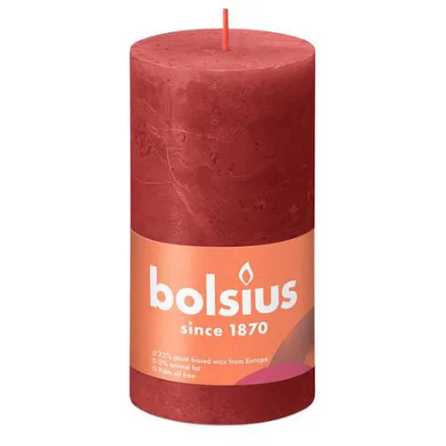Bolsius Rustik Stumpenkerze Zartes Rot 130/68mm in rot von Stumpenkerzen