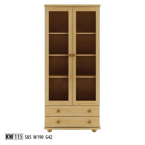 Massive Holz Vitrine für Wohnzimmer und Esszimmer - Elegante Vitrine aus Echtholz mit Glasfront, ideal zur stilvollen Präsentation Ihrer Lieblingsstücke. Maße: 85 x 42 x 190 cm, klassisches Design, passend für jedes Zimmer.