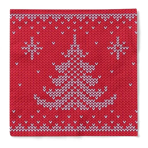Sovie HORECA Weihnachtsserviette Ted in Rot aus 3-lagigem Tissue 33 x 33 cm, Einweg Serviette Wintermotiv, ideal für Advent, Weihnachten & Feiern, 100 Stück