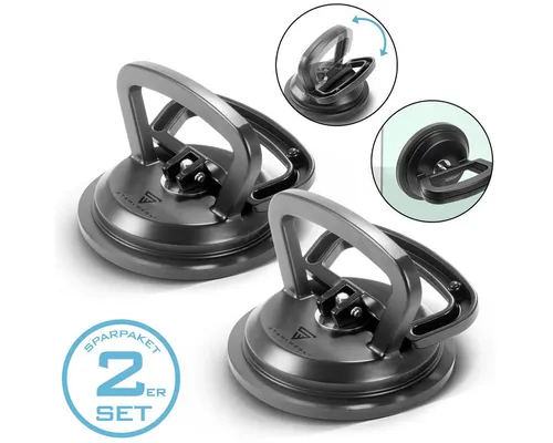 STAHLWERK Saugheber 2er Set - 50 kg Tragkraft - Plattenheber Set mit 2 x 50 kg Tragkraft, ideal für das mühelose Heben von Glas, Fliesen und Möbeln dank extrem hoher Haftkraft und ergonomischen Griffen.