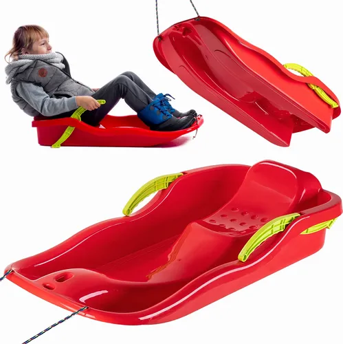 KADAX Kunststoffschlitten, Schneebob 85x40x18cm, Schneerutscher mit Bremsen