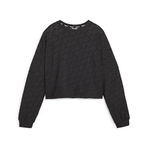 PUMA Damen Fit Marken-Fleece Crew Schwarz, Größe S - Stylisches Sweatshirt für Damen, aus weichem Fleece für optimalen Tragekomfort und perfekte Bewegungsfreiheit.