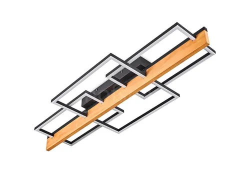 Hofstein Moderne Deckenleuchte aus Holz und Metall - Elegante Deckenlampe im skandinavischen Design für Innenräume. Mit wechselbarem LED-Leuchtmittel, 1800 Lumen und 3000 Kelvin sorgt sie für angenehmes Licht in Esszimmer, Flur oder Wohnzimmer.