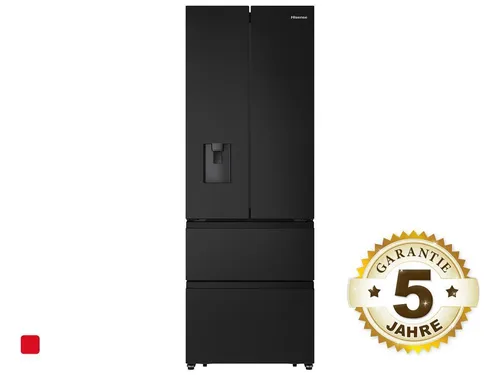 Hisense RF632N4WFE French Door Kühl-Gefrier-Kombination - Kühlschrank mit Total No Frost für nie wieder Abtauen, integriertem Wasserspender und gleichmäßiger Temperaturverteilung durch Metal-Tech Cooling. Ideal für moderne Küchen.