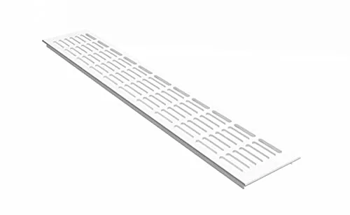 MS Beschläge Aluminium Lüftungsgitter Weiß RAL9016 Stegblech 100mm breit Verkehrsweiß Heizungsabdeckung pulverbeschichtet Ab- Zuluftgitter 30x5mm Lochung Türgitter (Länge 800mm)