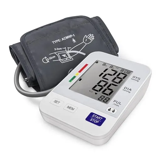 VALE Blutdruckmessgerät MD-H12 für Oberarm-Messung (22-36cm Durchmesser) | bis zu 2 Benutzer | LCD Display | ohne Batterien (4xAAA)