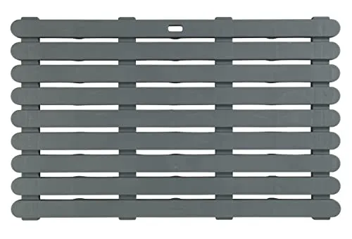 Wenko Badematte Baderost Indoor und Outdoor, 50x80cm, anthrazit - Sonstiges Badzubehör mit rutschfester Unterseite für mehr Sicherheit und einem pflegeleichten Design. Ideal für Dusche, Bad, Sauna und Poolbereich, Wasser fließt dank Lattendesign schnell ab.