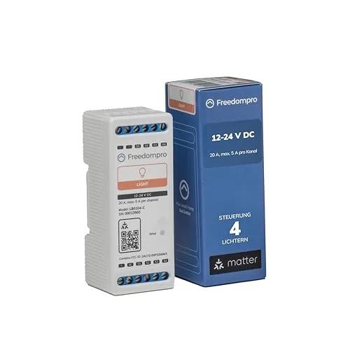 Freedompro DIN WLAN-Relais-Schalter für Smart-Lichter - Smart & Ferngesteuerte Stecker, steuert bis zu 4 Lichter gleichzeitig und ist kompatibel mit HomeKit, Alexa und Google Home. Einfache Installation auf DIN-Schiene und Energiemessung für effizienten Verbrauch.