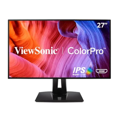 Viewsonic ColorPro VP2768 - 27 Zoll Fotografen Monitor mit Kalibrierfunktion - Hochwertiger WQHD IPS-Monitor mit Delta E<2 und 99% sRGB, ideal für Fotografen. Höhenverstellbar und ideal für Multimonitor-Setups, inklusive 5 Jahre Austauschservice.
