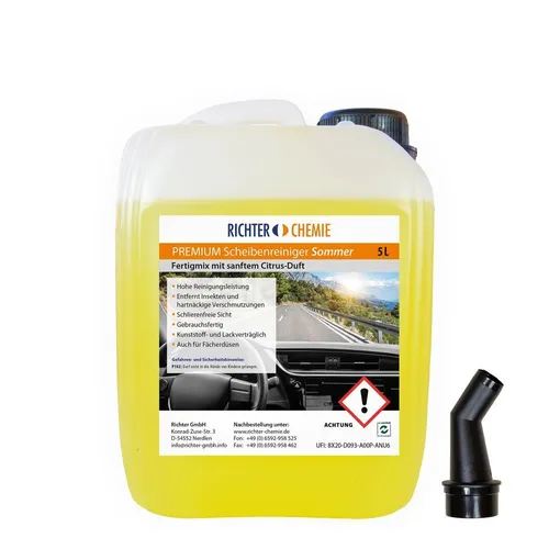 5L PREMIUM Scheibenreiniger Sommer (gebrauchsfertig) mit Citrus Duft + Ausgießer