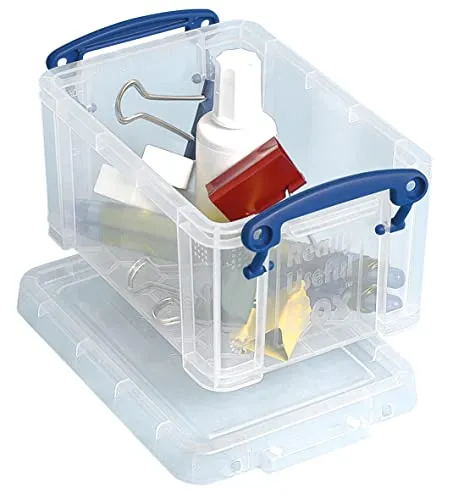 Really Useful Aufbewahrungsbox 0.7 Litre, 8 Stück - Aufbewahrungsbehälter mit Deckel, ideal für Schreibtischorganisation und vielseitige Nutzung, mit Clip-Lock-Griffen für sicheren Verschluss und transparentem Design zur einfachen Inhaltserkennung.