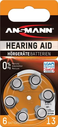 ANS 5013243 - Hochleistungs-Hörgerätebatterie 13, 6er-Pack - Batterien für Hörgeräte, Zink-Luft, quecksilberfrei und umweltfreundlich. Hohe Spannungsstabilität und lange Laufzeiten, ideal für den täglichen Einsatz.
