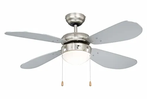 Deckenventilator mit Beleuchtung Classic, Nickel & Silber 105 cm - Ventilatoren | Hochwertiger Deckenventilator mit elegantem Design und E14 Lampenfassung für zusätzliche Beleuchtung und verbessertes Raumklima.