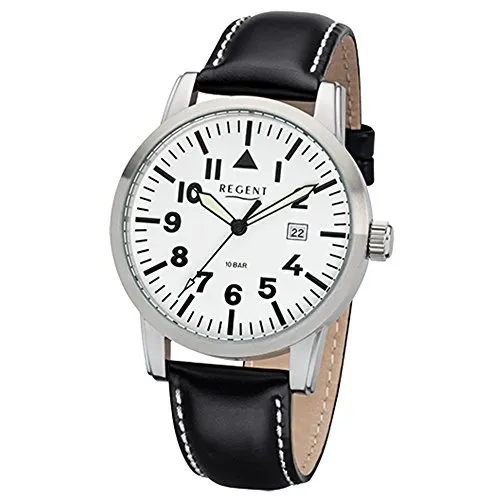 Produktbild Regent Herren Analog Quarz Uhr mit Leder Armband 11110780