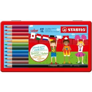 STABILO Buntstift color - 12er Metalletui, intensive Farben für kreative kleine Künstler und ideal für die Schule