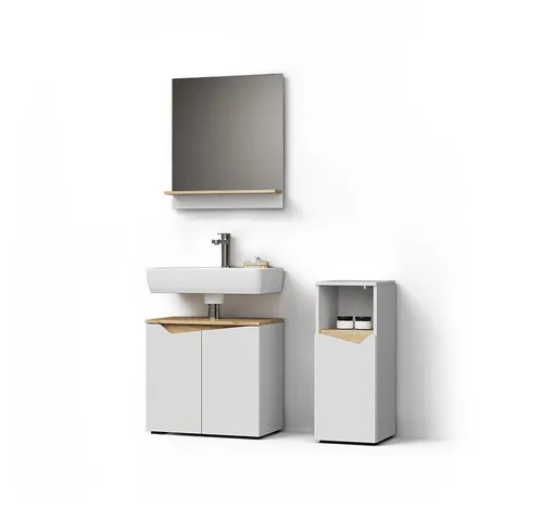 Livinity® Badmöbel-Set Timavo, Weiß/Artisan-Eiche, 3 Teile von Livinity®