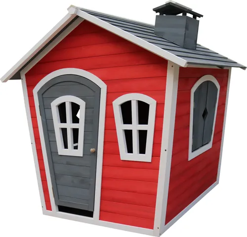 AXI Spielhaus Olaf aus Holz | Outdoor Kinderspielhaus für den Garten in Rot/Grau | Gartenhaus für Kinder mit Fenstern