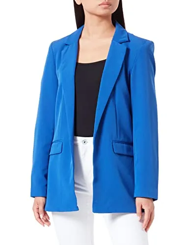 PIECES Damen Pcbozzy Ls Loose Blazer Noos - Klassischer Blazer in Mazarine Blue - Eleganter Blazer für Damen mit zwei Paspeltaschen, gefüttert und mit Belüftungsschlitz hinten für optimalen Tragekomfort.