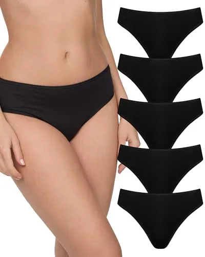 Nur Die 5er Pack Mini Slip - Mehrfarbiges Baumwolle Stretch Unterwäsche Set - Bikinis & Taillenslips für Damen, 5er Set in modernen Farben, aus weicher Baumwolle für höchsten Tragekomfort und perfektes Sitzgefühl.