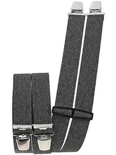 Harrys-Collection Herren Hosenträger 4 Extra Starken Clips uni, Grau Meliert, Einheitsgröße