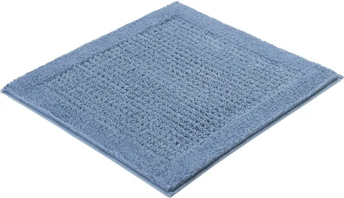 Kleine Wolke Badematte NET, Stahlblau - Badteppich aus 100% Baumwolle, rutschhemmend beschichtet und fußbodenheizungsgeeignet für sicheren Komfort im Badezimmer.