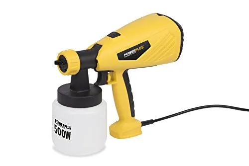 POWER plus POWX354 Farbspritzpistole - Farbsprühsystem mit 500 W Leistung, ideal für präzise Farbanwendungen. Maximale Fördermenge von 900 g/min und 800 ml Farbbehälter für effizientes Arbeiten.