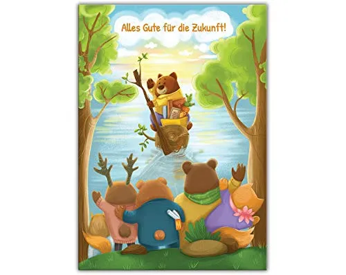 Abschiedskarte für Kollegen Kollegin für Jobwechsel Kündigung Firmenwechsel Klappkarte mit Umschlag in XXL-Format A4 Bär
