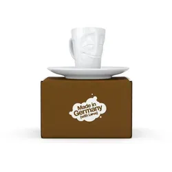 FIFTYEIGHT Espresso Mug 80ml - Vergnügt weiß mit Henkel - Eleganter Thermobehälter für Espresso, ideal für Kaffeeliebhaber. Der 80ml Becher hält Ihre Getränke warm und bietet einen komfortablen Henkel.