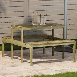vidaXL Picknicktisch 110x134 cm aus imprägniertem Kiefernholz - Gartentisch aus robustem, kesseldruckimprägniertem Kiefernholz, ideal für Garten, Terrasse oder Veranda. Die Latten-Konstruktion sorgt für Witterungsbeständigkeit und ein rustikales Design.