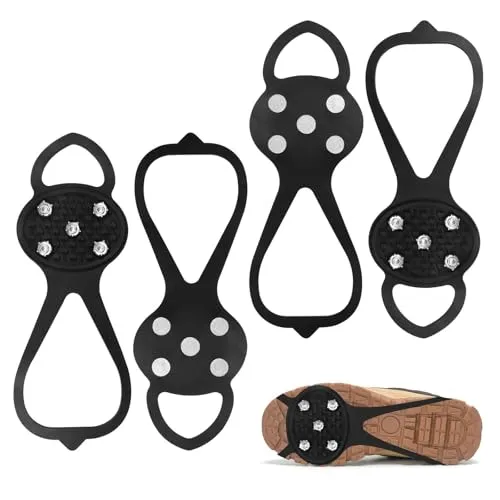 Paar Anti-Rutsch Schuhspikes, spikes für schuhe winter mit 5 Zähne, Grödel Steigeisen leichte, Universal Spikes Schuhe Schuhkrallen für Mann Frau, für Wandern Outdoor Schnee EIS (L) 2