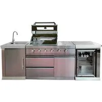 Buschbeck Outdoorküche Oxford mit Seitenbrenner, Spüle & Kühlschrank