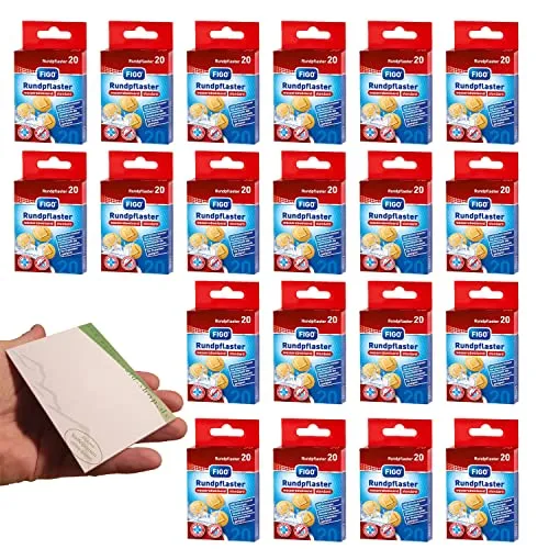 Pakete Wund-Pflaster 20er Rund Hautfarben Rundpflaster + Notizblock 20