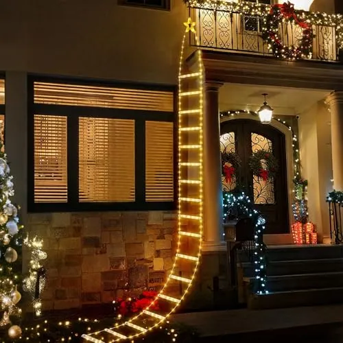 SALCAR LED Weihnachts Leiter Lichterkette, 3M Weihnachtsbeleuchtung mit 8 Modi, Timer und Memory, Wasserdicht Weihnachtsdeko für Innen Außen Weihnachtsbaum Fenster Weihnachten Deko, Warmweiß
