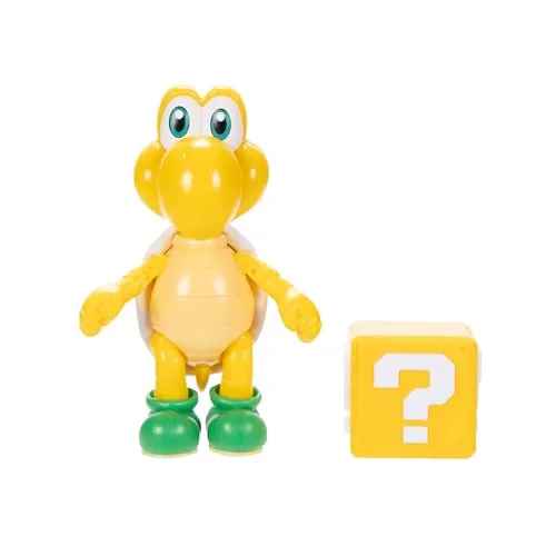 Super Mario Nintendo Koopa Troopa Poseable Figure with Question Block Accessory, Ages 3+ (Officially Licensed)
