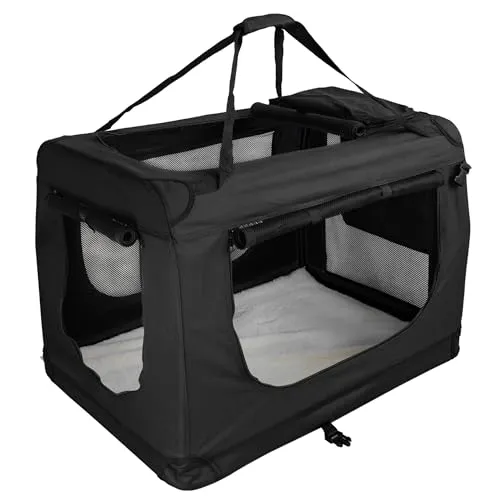 Faltbare Hundebox Transporttasche für Hunde und Katzen, XL (Schwarz) - Vielseitige Hundebox für große und kleine Tiere, inklusive Kuscheldecke und praktischem Zubehör. Faltbar und leicht zu reinigen – ideal für Reisen und als gemütlicher Schlafplatz.