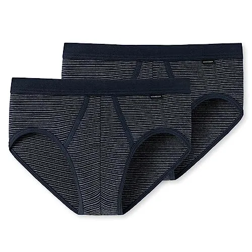 Schiesser Herren Multipack 2pack Sportslip, Dunkelblau, L EU - Herren-Slips aus Baumwolle, angenehm auf der Haut und mit anschmiegsamem Softbund für optimalen Sitz. Der praktische Eingriff und das kontrastfarbene Ringel-Muster sorgen für Stil und Komfort.