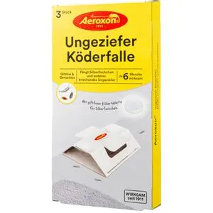 AER Silberfischfalle 3 Stück - Ungiftige Innenfalle, 6 Monate aktiver Köder für effektive und schmerzfreie Bekämpfung