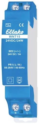 Eltako WNT15-24VDC Weitbereichs-Schaltnetzteil 24W - Sonstige Elektroinstallationsartikel, energieeffizient mit nur 0,1 Watt Stand-by-Verlust und 91% Wirkungsgrad, ideal für Tragschienenmontage.