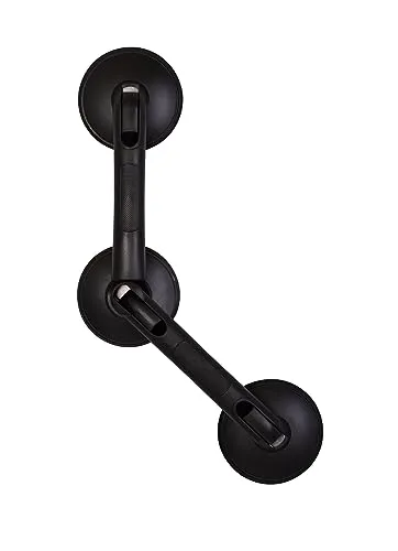 Ridder Winkel-Sauggriff »Rob«, winkelbar (Schwarz) - Haltegriffe mit ergonomischer Griffleiste und rutschhemmender Gummieinfassung, ideal für sichere Anwendungen auf glatten Flächen ohne Bohren.