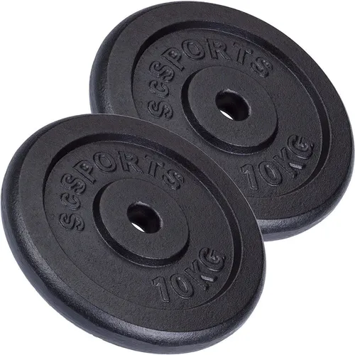ScSPORTS® Hantelscheiben Set 20 kg – Robuste Gusseisen Gewichte - Hantelscheiben für effektives Gewichtheben, langlebig und handlich, ideal für Fitnessstudio und Training. Durchmesser 28 cm, perfekt für Unisex Erwachsene.
