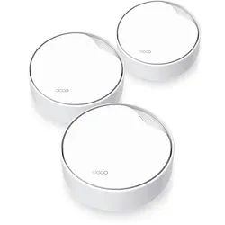 TP-Link Deco X50-PoE Wi-Fi 6 Mesh WLAN Set (3 Pack) - Router mit AX3000 Dualband, unterstützt PoE für einfache Installation und bietet eine Reichweite von bis zu 600m² – ideal für große Häuser.