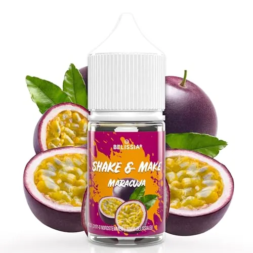 Belissia Shake and Make Maracuja - 30ml hochdosiertes Lebensmittelaroma - zum Nachfüllen - Für Backen, Speisen, Getränke, Shakes, DIY & Raumduft - Vegan & ohne Zusatzstoffe