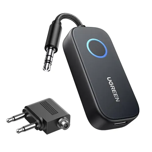 UGREEN Flugzeug Bluetooth 5.2 Sender mit Dual 3.5 mm AUX Adapter