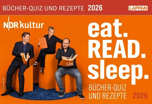 eat.READ.sleep Tageskalender 2026 - Kalender mit 640 Seiten, inklusive Buch-Tipps, Quiz und Rezepten für Literaturbegeisterte. Perfekt für jeden Tag im Jahr!