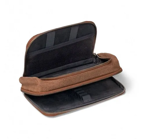 Jahn-Tasche Pencilbag Sehr Großes Federmäppchen XL 2 Fächer, Leder Cognac, Jahn-Tasche 020