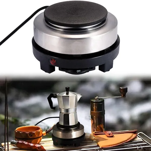 Kompakte elektrische Mini-Einzelkochplatte 500 Watt, Ø 10 cm, ideal für kleine Küchen & Camping