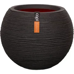 Capi Pflanztopf Nature Rib Kugel niedrig Ø 40 cm Schwarz - Stylischer Blumentopf für Innen- und Außenbereich mit frostbeständiger Isolierschicht. Bruchfest und 100% recycelbar – ideal für kreative Gartenideen!