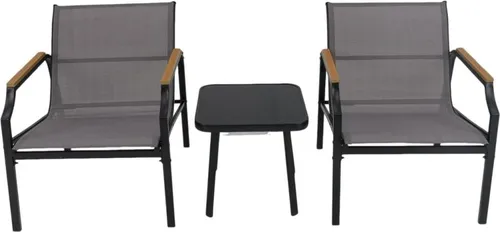 3-teiliges Terrassenset mit Stühlen und Tisch - Metallrahmen